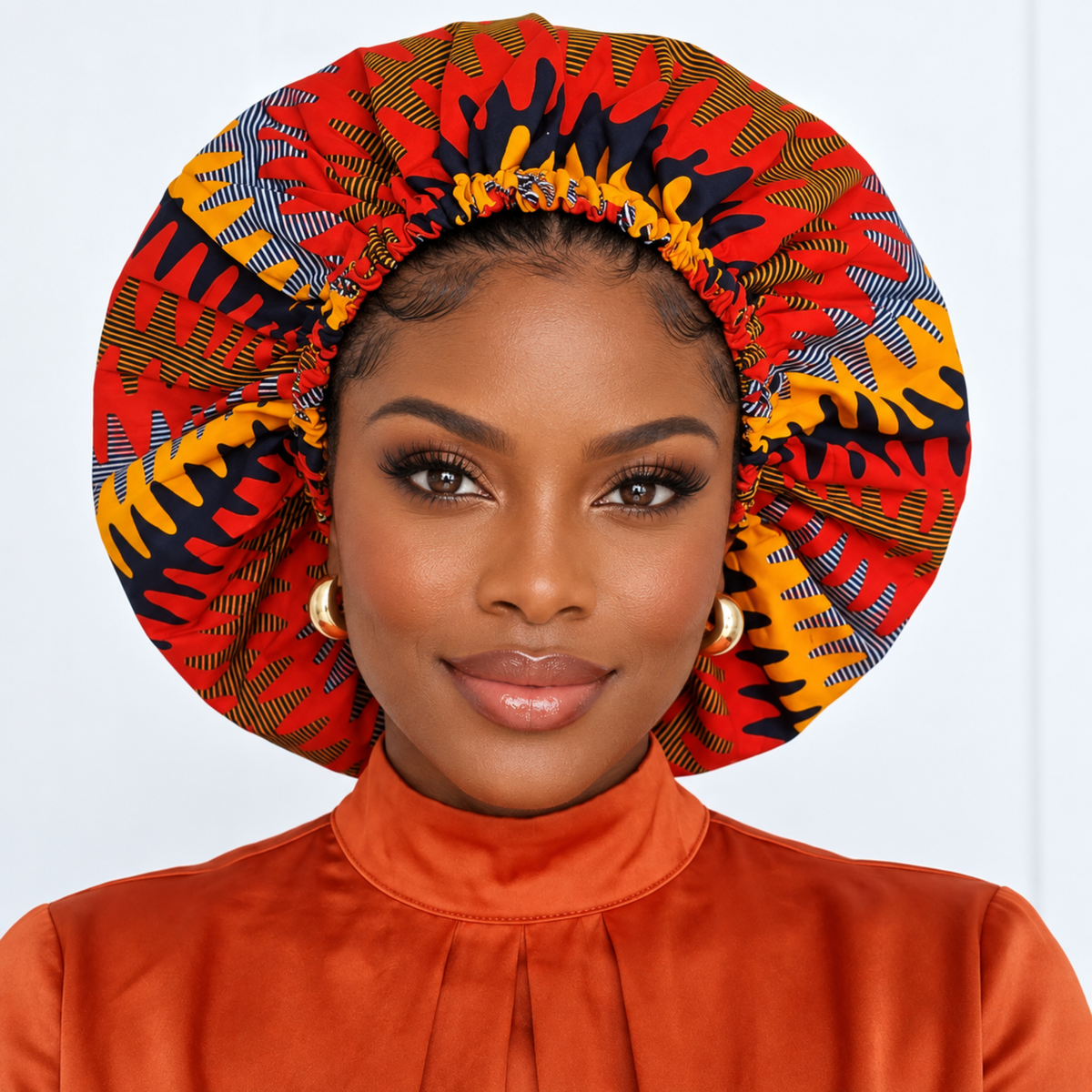 Duma Mbili XL Silk Lined African Print Bonnet